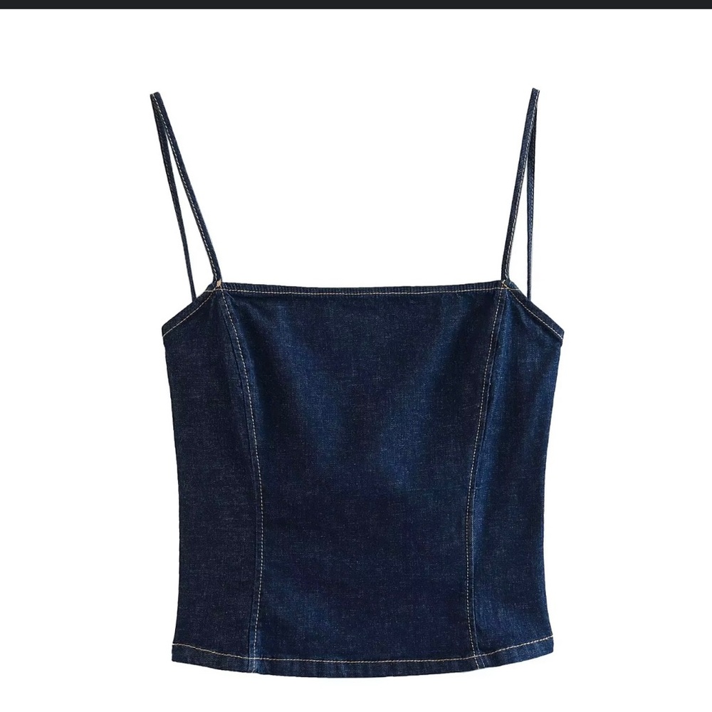 NEW ZARA Denim Blue backless Women's Top